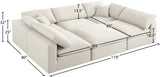 Serene Cream Linen Textured Deluxe Modular Down Filled Cloud-Like Comfort Overstuffed Sectional from Meridian - Luna Furniture