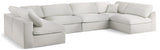 Serene Cream Linen Textured Deluxe Modular Down Filled Cloud-Like Comfort Overstuffed Sectional from Meridian - Luna Furniture