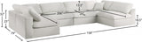 Serene Cream Linen Textured Deluxe Modular Down Filled Cloud-Like Comfort Overstuffed Sectional from Meridian - Luna Furniture