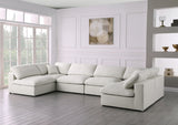 Serene Cream Linen Textured Deluxe Modular Down Filled Cloud-Like Comfort Overstuffed Sectional from Meridian - Luna Furniture