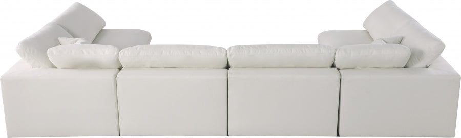 Serene Cream Linen Textured Deluxe Modular Down Filled Cloud-Like Comfort Overstuffed Sectional from Meridian - Luna Furniture