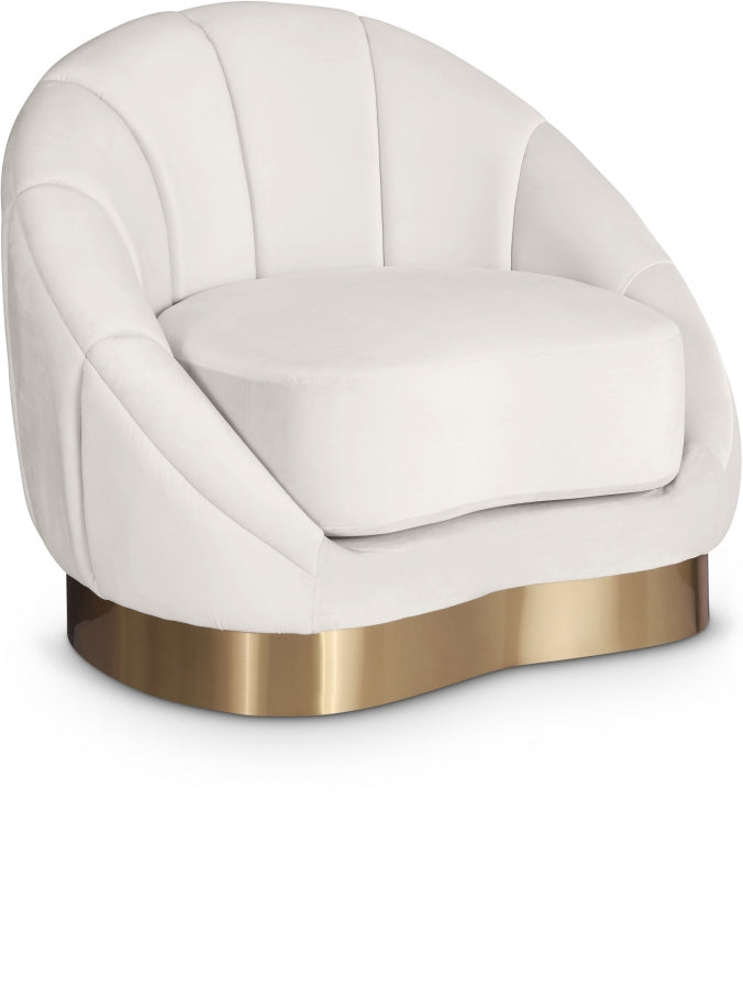 Shelly Cream Velvet Chair from Meridian - Luna Furniture