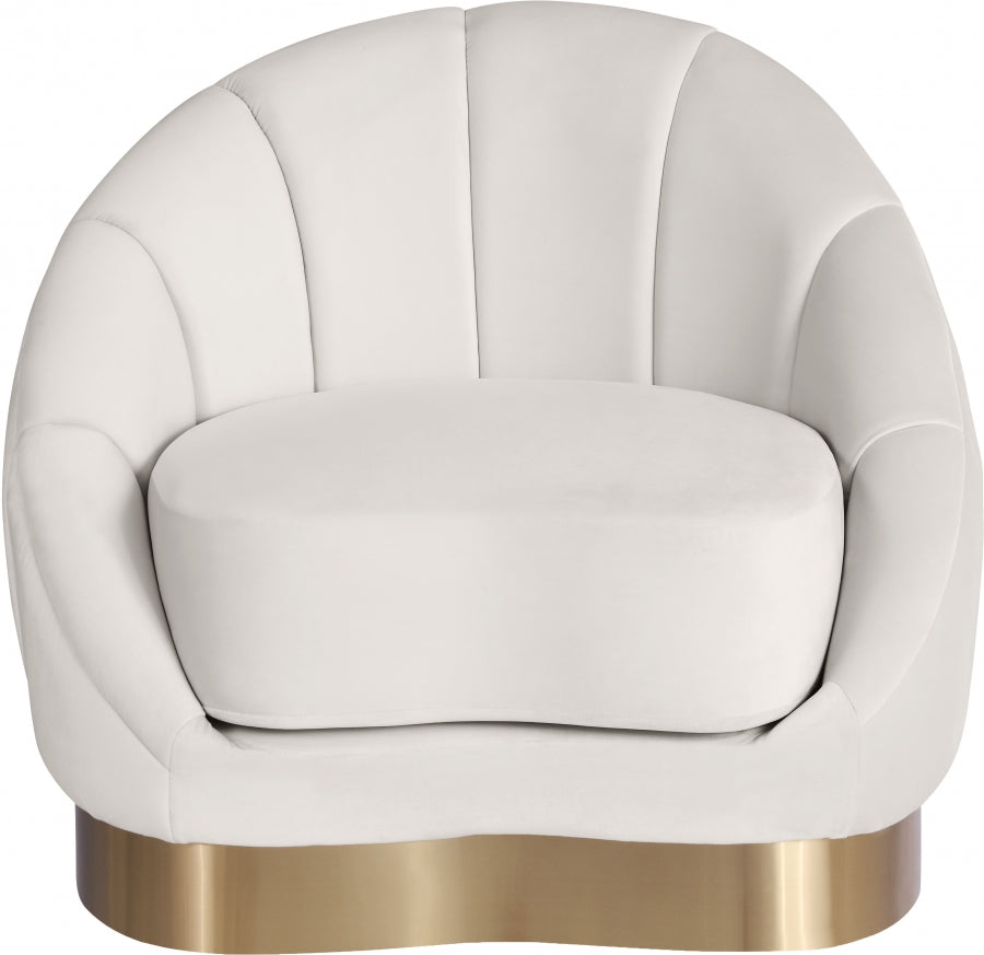 Shelly Cream Velvet Chair from Meridian - Luna Furniture