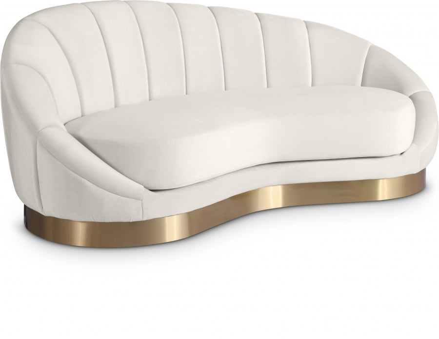 Shelly Cream Velvet Chaise from Meridian - Luna Furniture