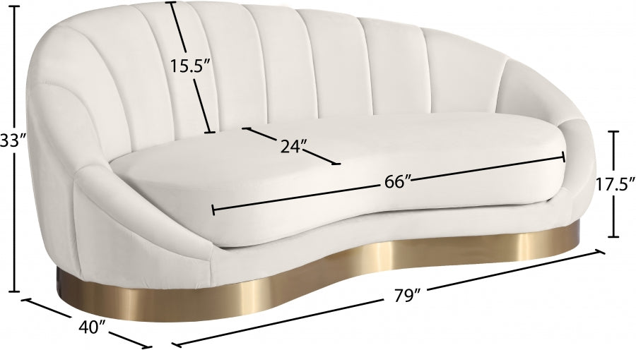 Shelly Cream Velvet Chaise from Meridian - Luna Furniture