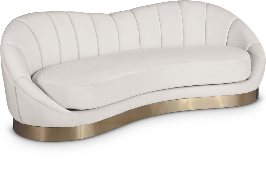 Shelly Cream Velvet Sofa from Meridian - Luna Furniture