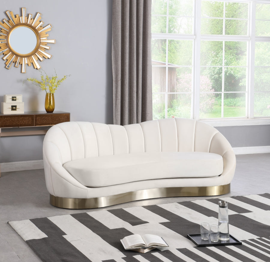 Shelly Cream Velvet Sofa from Meridian - Luna Furniture