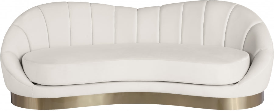 Shelly Cream Velvet Sofa from Meridian - Luna Furniture