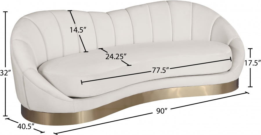 Shelly Cream Velvet Sofa from Meridian - Luna Furniture