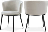 Skylar Cream Velvet Dining Chair, Set of 2 from Meridian - Luna Furniture