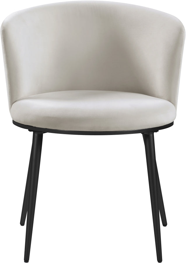 Skylar Cream Velvet Dining Chair, Set of 2 from Meridian - Luna Furniture