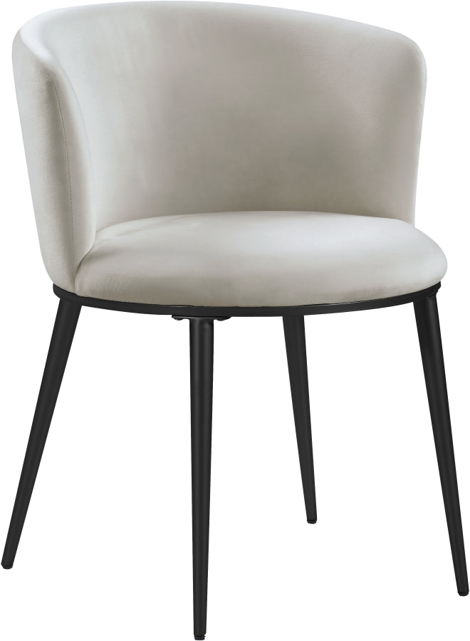 Skylar Cream Velvet Dining Chair, Set of 2 from Meridian - Luna Furniture