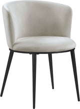 Skylar Cream Velvet Dining Chair, Set of 2 from Meridian - Luna Furniture