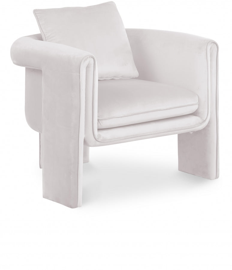 Cream Sloan Velvet Accent Chair from Meridian - Luna Furniture