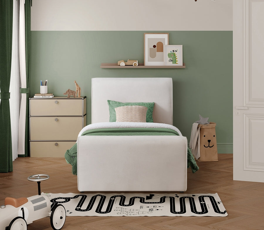 Cream Sloan Velvet Twin Bed from Meridian - Luna Furniture