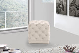 Stella Cream Velvet Ottoman | Stool from Meridian - Luna Furniture