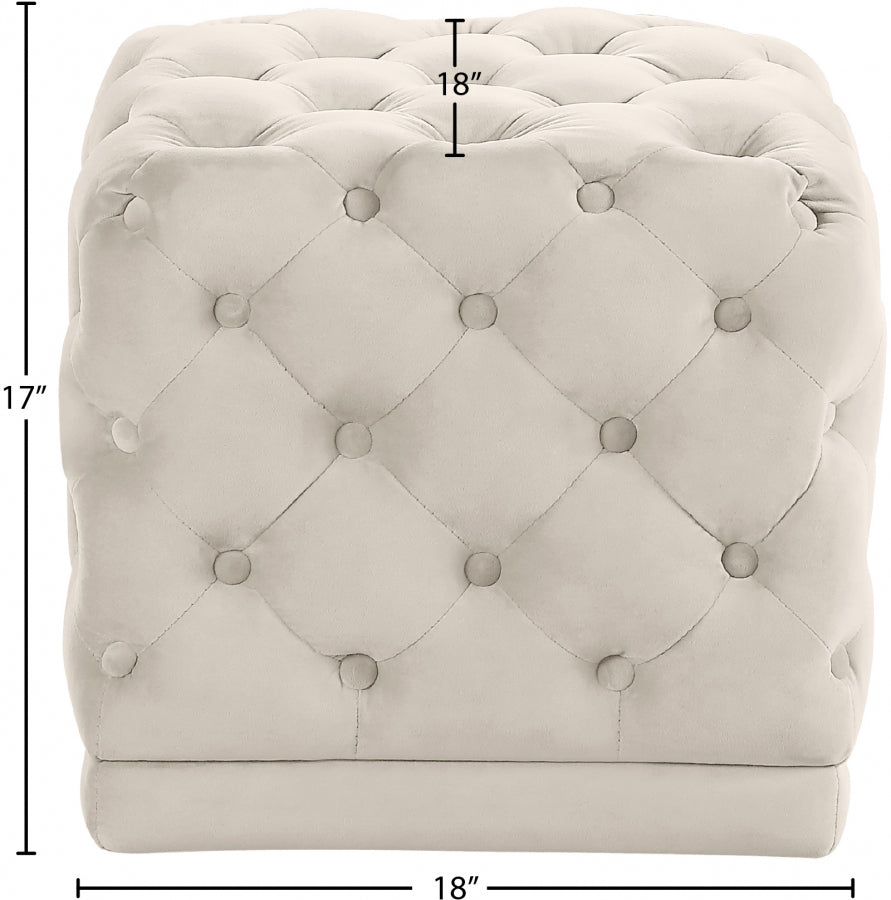 Stella Cream Velvet Ottoman | Stool from Meridian - Luna Furniture