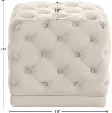 Stella Cream Velvet Ottoman | Stool from Meridian - Luna Furniture