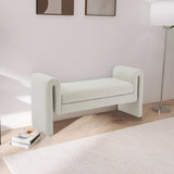 Stylus Cream Boucle Fabric 51" Bench from Meridian - Luna Furniture