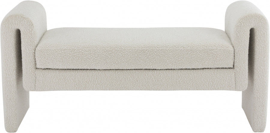 Stylus Cream Boucle Fabric 51" Bench from Meridian - Luna Furniture