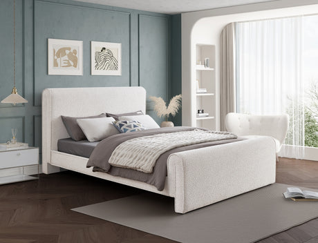 Cream Stylus Boucle Fabric King Bed from Meridian - Luna Furniture