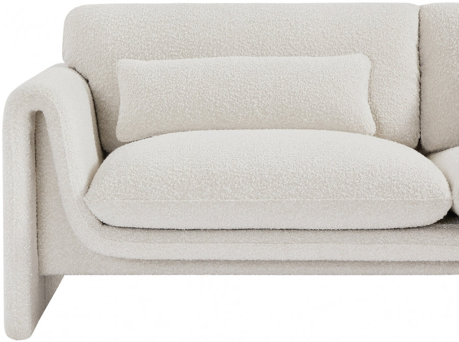 Cream Stylus Boucle Fabric Loveseat from Meridian - Luna Furniture