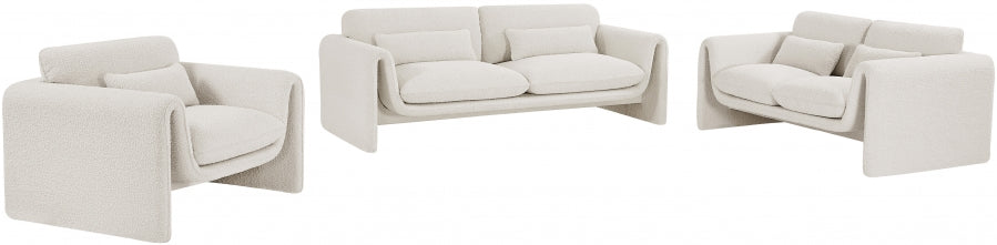 Cream Stylus Boucle Fabric Loveseat from Meridian - Luna Furniture