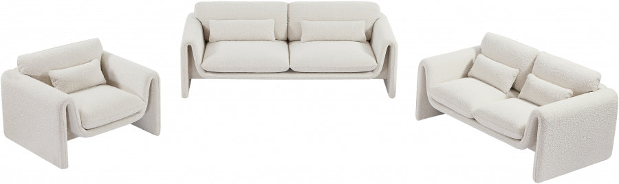 Cream Stylus Boucle Fabric Loveseat from Meridian - Luna Furniture