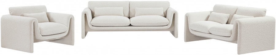 Cream Stylus Boucle Fabric Loveseat from Meridian - Luna Furniture