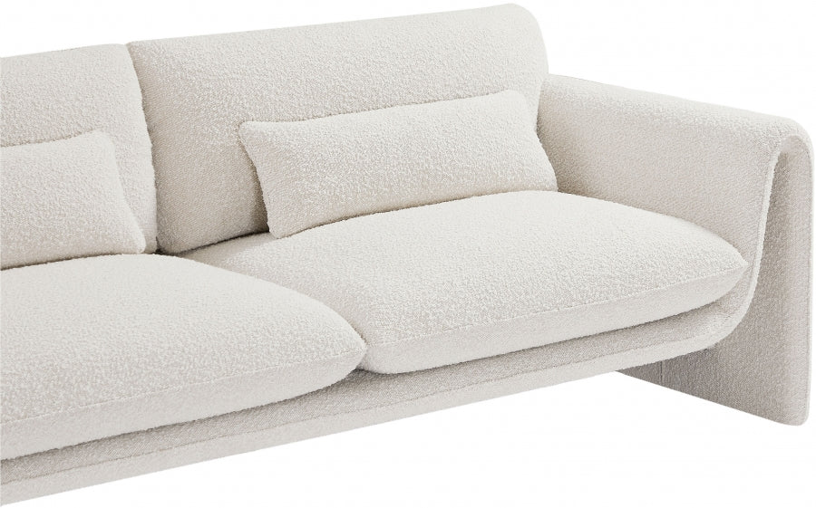 Cream Stylus Boucle Fabric Loveseat from Meridian - Luna Furniture