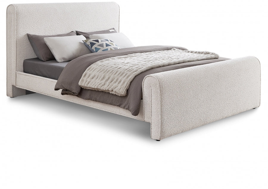 Cream Stylus Boucle Fabric Queen Bed from Meridian - Luna Furniture