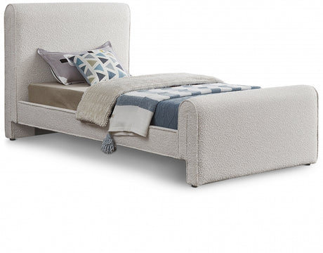 Cream Stylus Boucle Fabric Twin Bed from Meridian - Luna Furniture