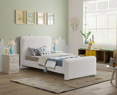 Cream Stylus Boucle Fabric Twin Bed from Meridian - Luna Furniture