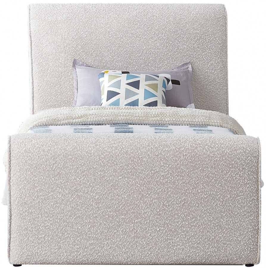 Cream Stylus Boucle Fabric Twin Twin Bed from Meridian - Luna Furniture