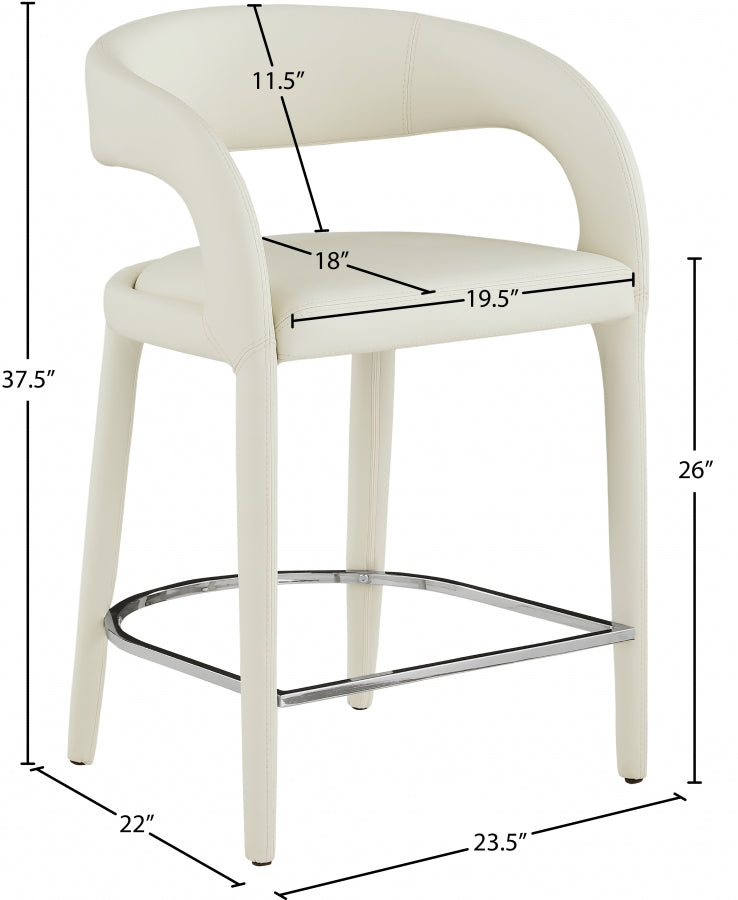 Sylvester Cream Faux Leather Counter Stool from Meridian - Luna Furniture