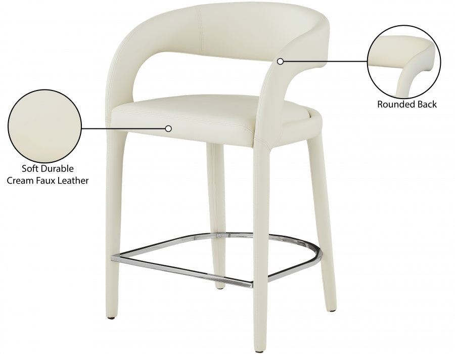 Sylvester Cream Faux Leather Counter Stool from Meridian - Luna Furniture