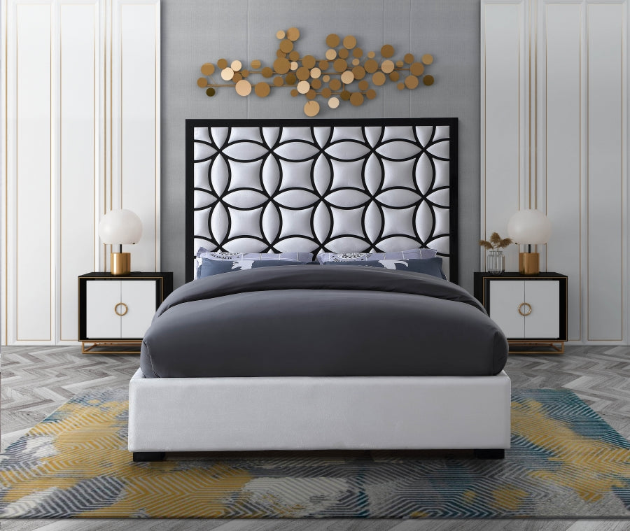 Taj Cream Velvet King Bed from Meridian - Luna Furniture