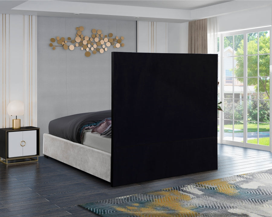 Taj Cream Velvet Queen Bed from Meridian - Luna Furniture