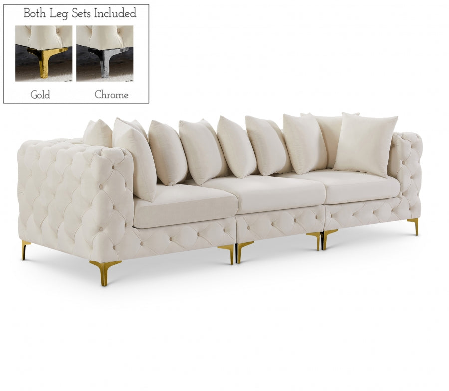 Tremblay Cream 108" Velvet Modular Sofa from Meridian - Luna Furniture