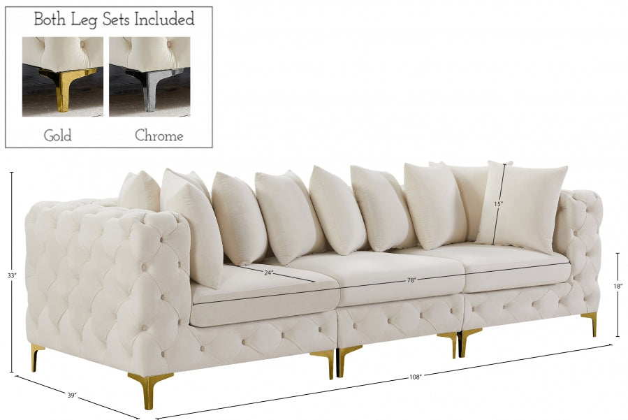 Tremblay Cream 108" Velvet Modular Sofa from Meridian - Luna Furniture