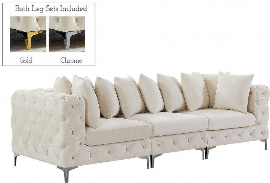 Tremblay Cream 108" Velvet Modular Sofa from Meridian - Luna Furniture