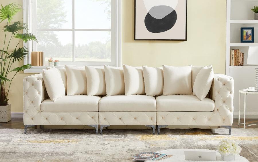 Tremblay Cream 108" Velvet Modular Sofa from Meridian - Luna Furniture