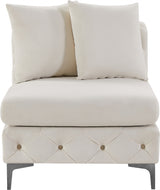 Tremblay Cream Velvet Modular Armless Chair from Meridian - Luna Furniture