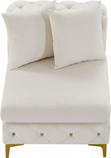 Tremblay Cream Velvet Modular Armless Chair from Meridian - Luna Furniture