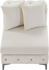 Tremblay Cream Velvet Modular Armless Chair from Meridian - Luna Furniture