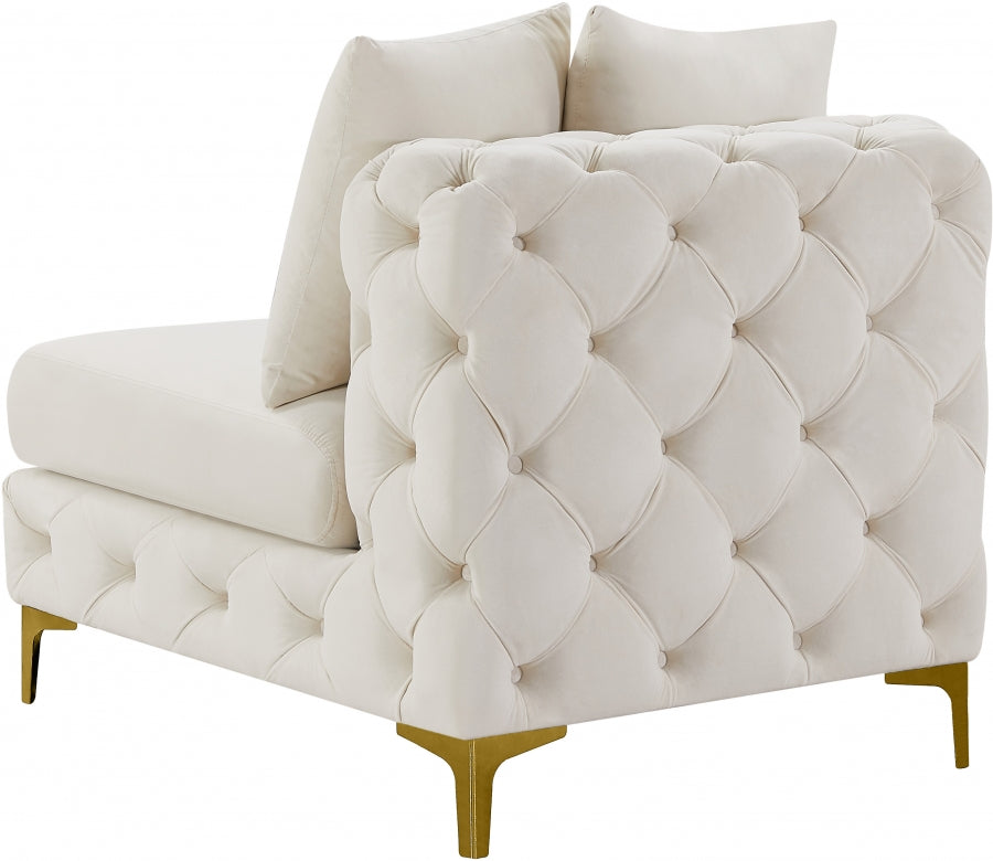 Tremblay Cream Velvet Modular Armless Chair from Meridian - Luna Furniture