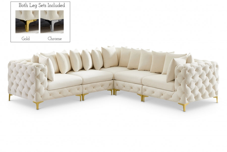 Tremblay Cream Velvet Modular Sectional from Meridian - Luna Furniture