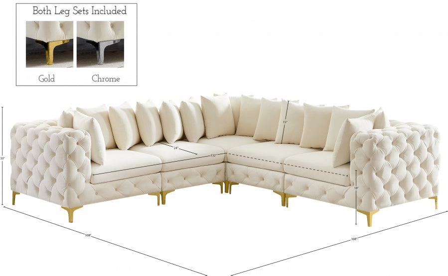 Tremblay Cream Velvet Modular Sectional from Meridian - Luna Furniture