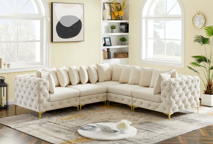 Tremblay Cream Velvet Modular Sectional from Meridian - Luna Furniture