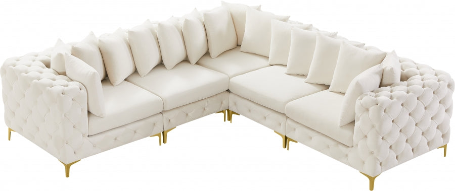 Tremblay Cream Velvet Modular Sectional from Meridian - Luna Furniture